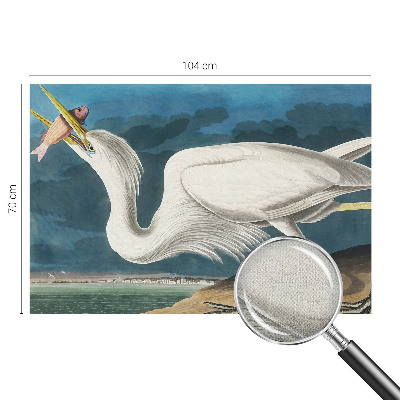 Removable wall mural featuring a bird holding a fish motif