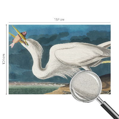 Removable wall mural featuring a bird holding a fish motif