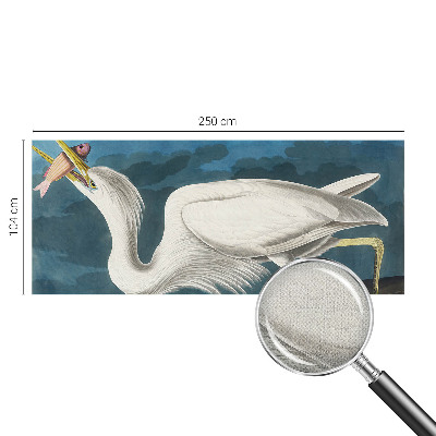 Removable wall mural featuring a bird holding a fish motif