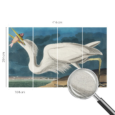 Removable wall mural featuring a bird holding a fish motif