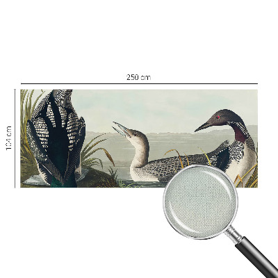 Children's wall mural with a design of birds flying over water