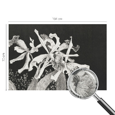 Baby room wall mural with an illustrated orchid motif