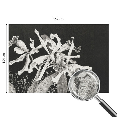 Baby room wall mural with an illustrated orchid motif