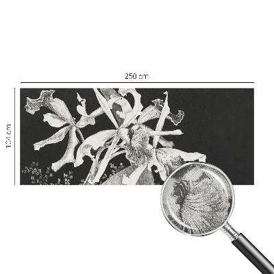 Baby room wall mural with an illustrated orchid motif