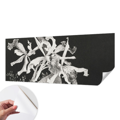 Baby room wall mural with an illustrated orchid motif