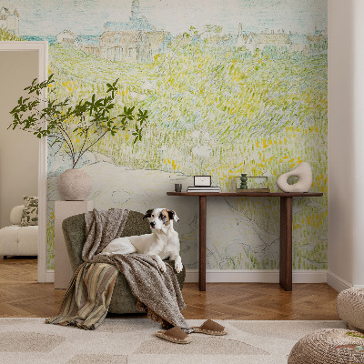 Removable wall mural wallpaper with a spring relaxation design