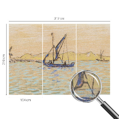 Peel and stick wall mural for living room featuring a sea of peace design