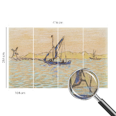 Peel and stick wall mural for living room featuring a sea of peace design