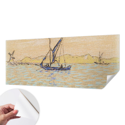 Peel and stick wall mural for living room featuring a sea of peace design