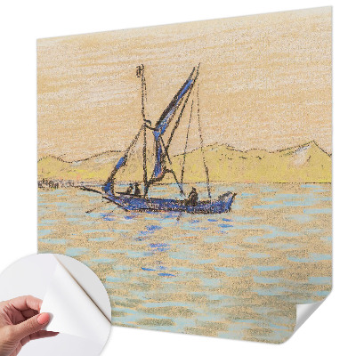 Peel and stick wall mural for living room featuring a sea of peace design