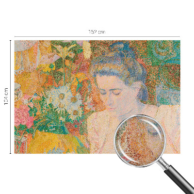 Peel and stick wallpaper mural with a floral portrait design