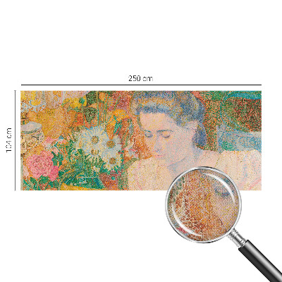 Peel and stick wallpaper mural with a floral portrait design