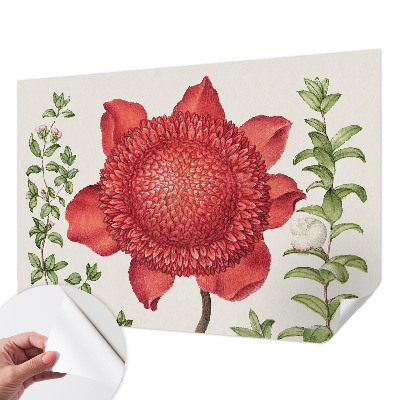 Peel and stick wall mural for bedroom with a floral elegance design