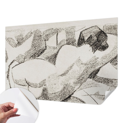Self-adhesive wall mural featuring a reclining human figure