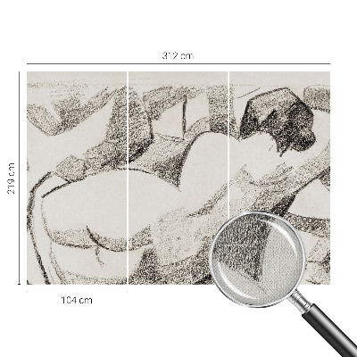 Self-adhesive wall mural featuring a reclining human figure