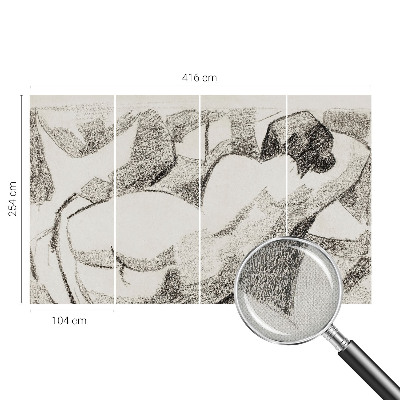 Self-adhesive wall mural featuring a reclining human figure