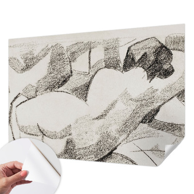 Self-adhesive wall mural featuring a reclining human figure
