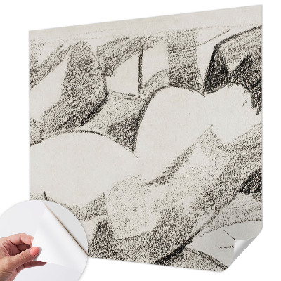Self-adhesive wall mural featuring a reclining human figure