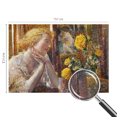 Stick-on wall mural featuring a woman surrounded by roses