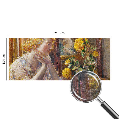 Stick-on wall mural featuring a woman surrounded by roses