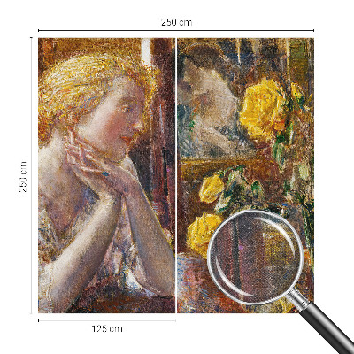 Stick-on wall mural featuring a woman surrounded by roses