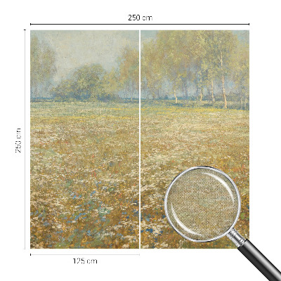 Removable wall mural wallpaper with a blooming field design