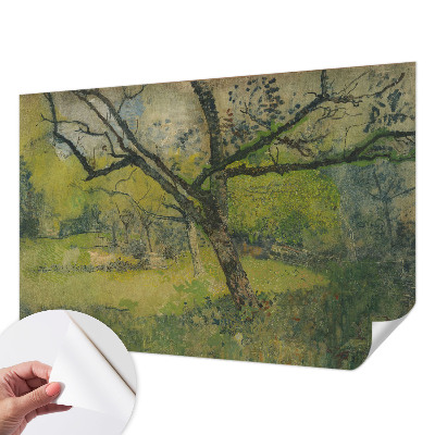 Peel and stick wall mural for bedroom featuring a green landscape