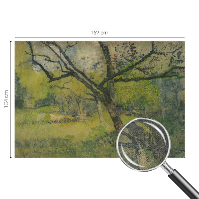 Peel and stick wall mural for bedroom featuring a green landscape