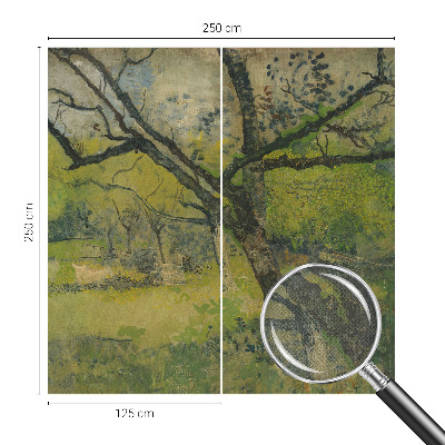 Peel and stick wall mural for bedroom featuring a green landscape