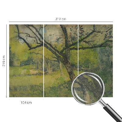 Peel and stick wall mural for bedroom featuring a green landscape
