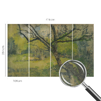 Peel and stick wall mural for bedroom featuring a green landscape