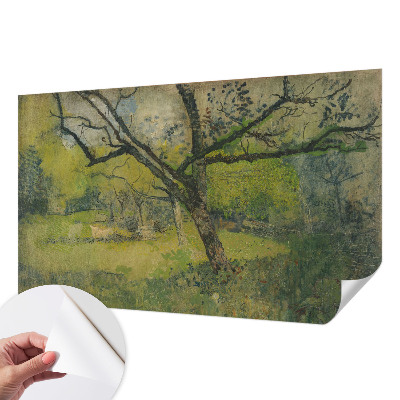 Peel and stick wall mural for bedroom featuring a green landscape