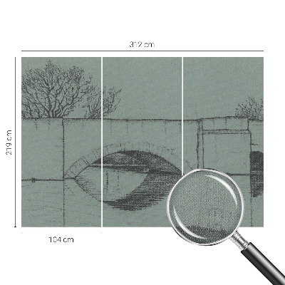 3D wall mural with an arch bridge design