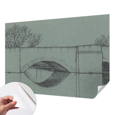 3D wall mural with an arch bridge design