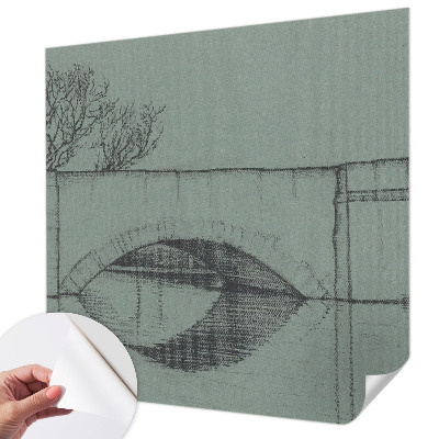 3D wall mural with an arch bridge design
