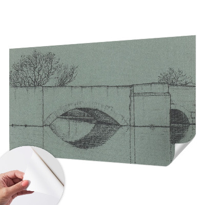 3D wall mural with an arch bridge design