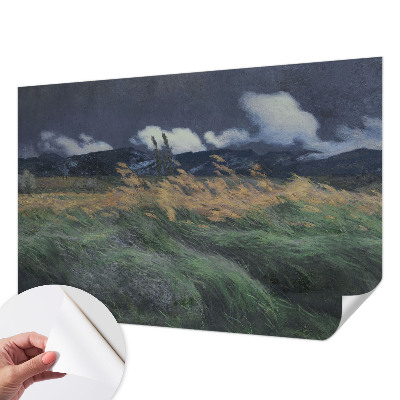 3D photo wallpaper mural with a blown grass pattern