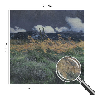 3D photo wallpaper mural with a blown grass pattern