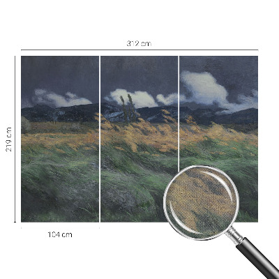 3D photo wallpaper mural with a blown grass pattern