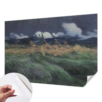 3D photo wallpaper mural with a blown grass pattern