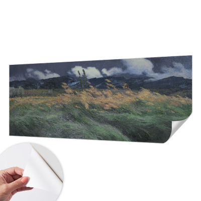3D photo wallpaper mural with a blown grass pattern