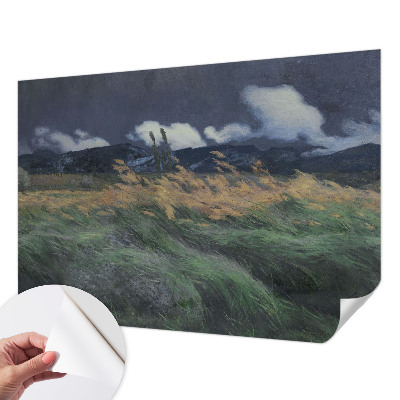 3D photo wallpaper mural with a blown grass pattern