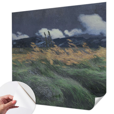 3D photo wallpaper mural with a blown grass pattern