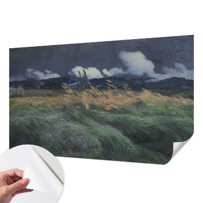 3D photo wallpaper mural with a blown grass pattern