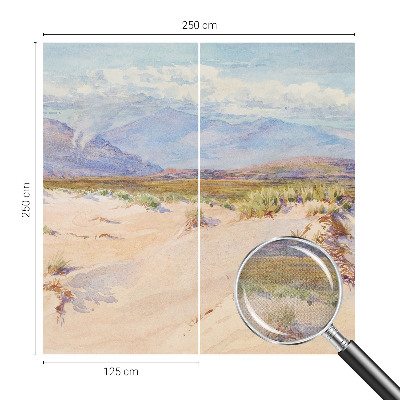 Children's wall mural featuring a desert landscape