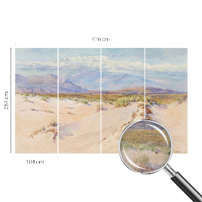 Children's wall mural featuring a desert landscape