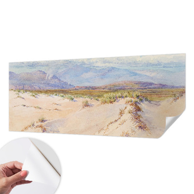 Children's wall mural featuring a desert landscape