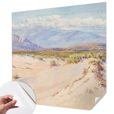 Children's wall mural featuring a desert landscape