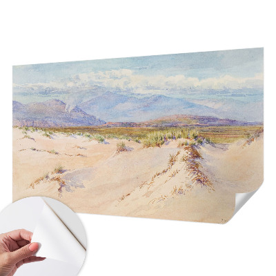 Children's wall mural featuring a desert landscape