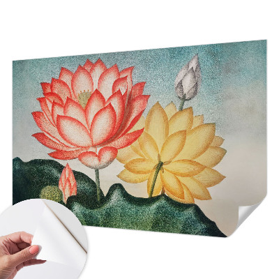 Peel and stick wall mural with a lotus flower design